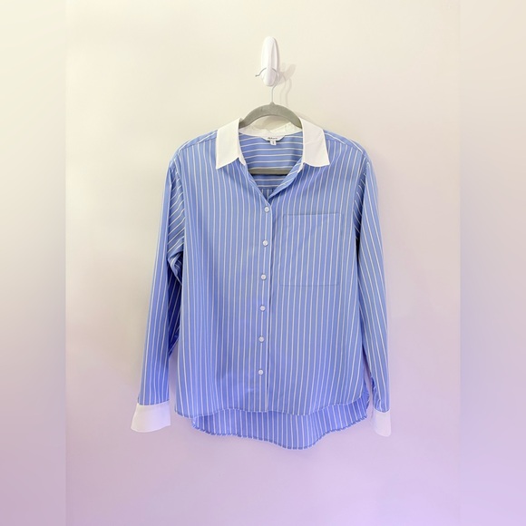 Reitmans Tops - REITMANS Blue & White Striped Button Down Shirt Womens S Preppy Old Money Chic